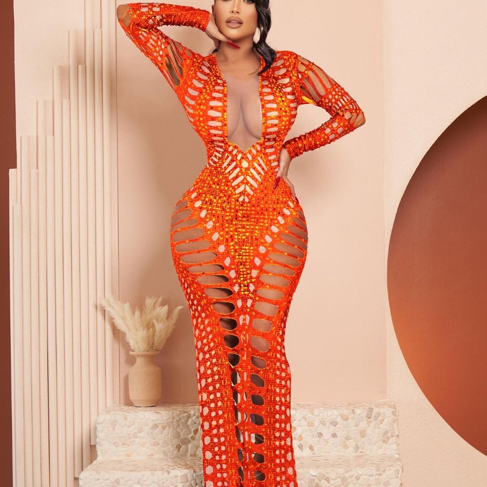 Orange Cut Out Dress